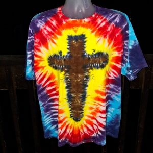 Vintage Cross Tie Dye T Shirt Size 2XL
